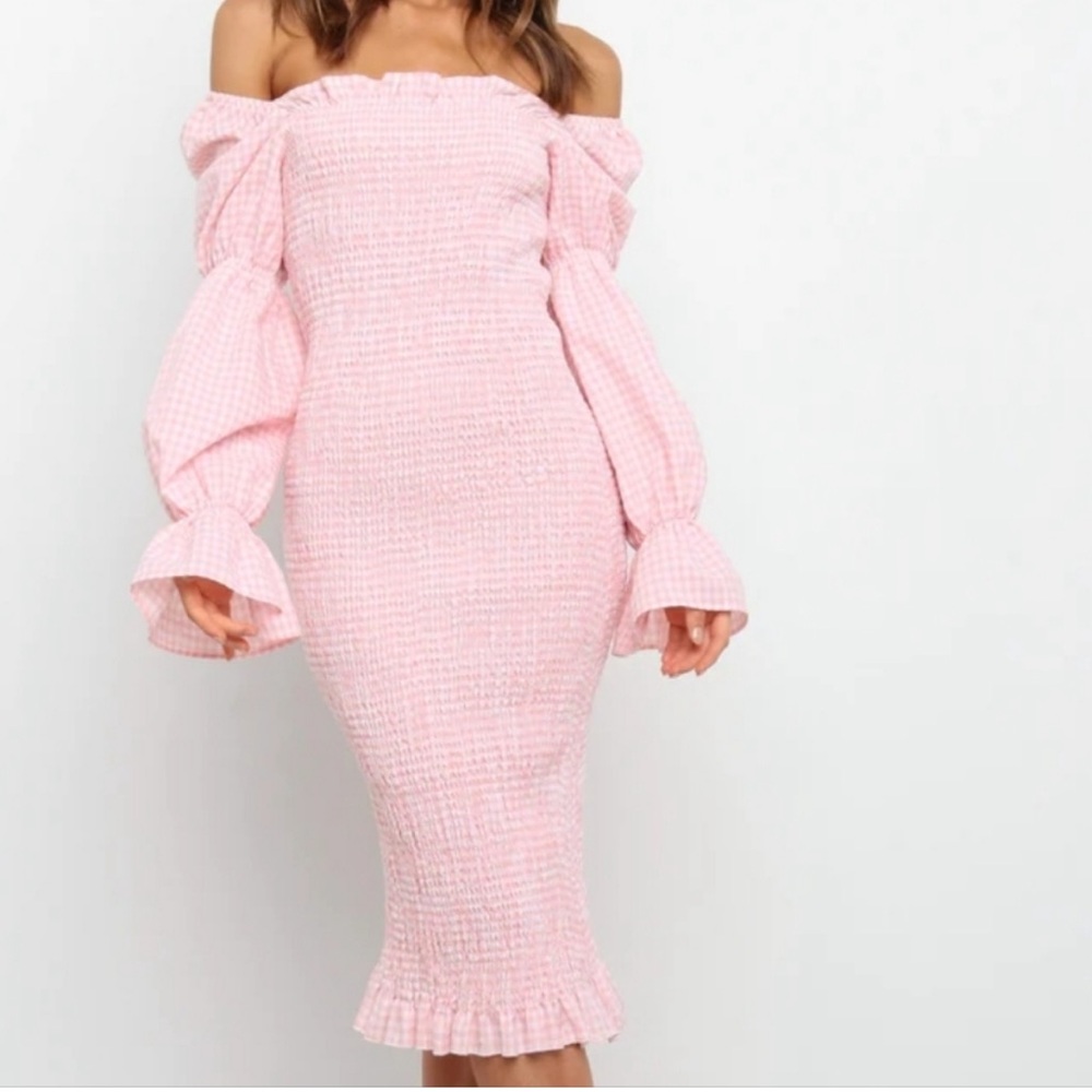 Petal & Pup Pink Leona Gingham Smocked Bodycon Dress